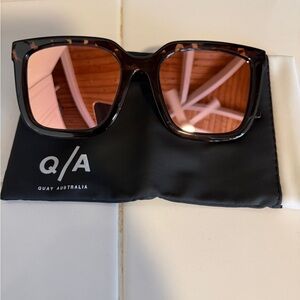 Quay Australia Tortoise Sunglasses with Pink Lenses